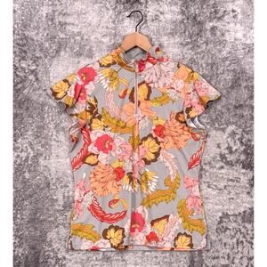 Kastel Denmark Sun Shirt Large Womens Floral Zip Collar Equestrian